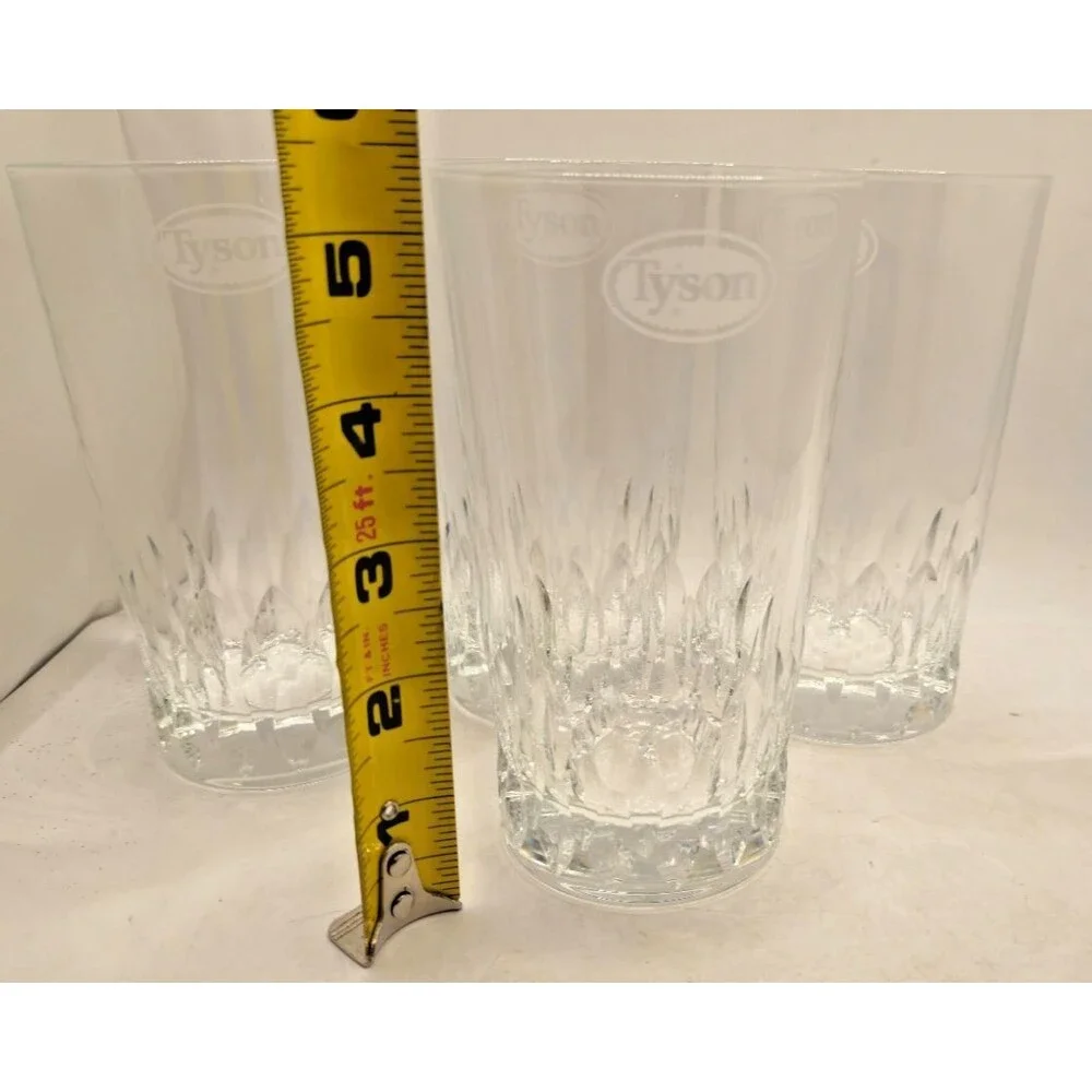 set of 4 TYSON Foods Crystal Glass Highball Glasses chicken arkansas cocktail